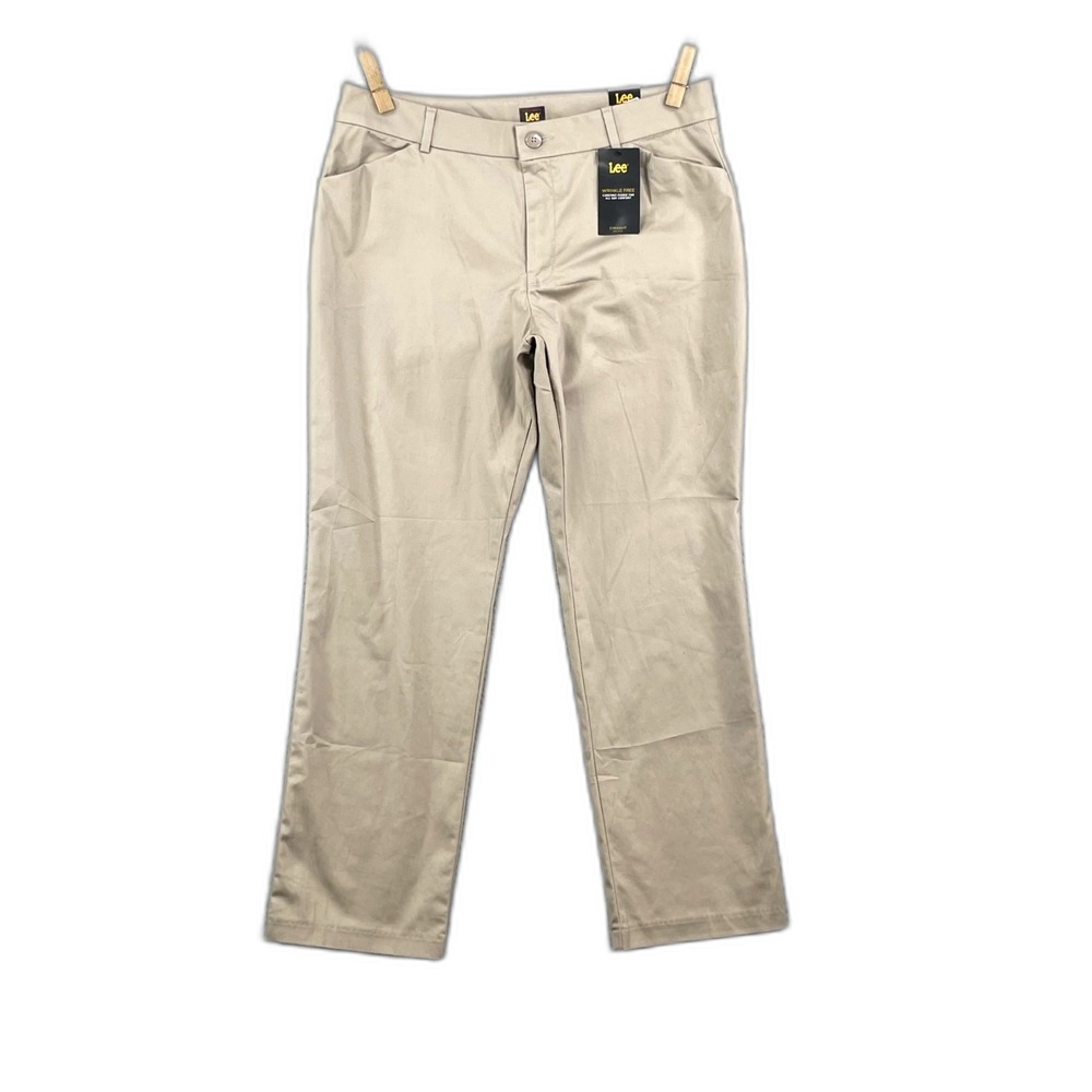 Lee Wrinkle Free Relaxed Fit Pants Women 14 Mid Rise Straight Leg Outdoor Grunge